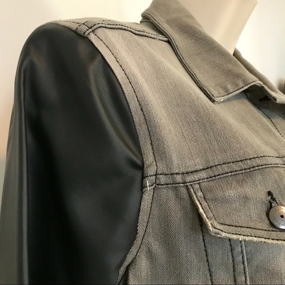 BCBGGeneration Cropped Denim Jacket Faux Leather - Picture 5 of 6